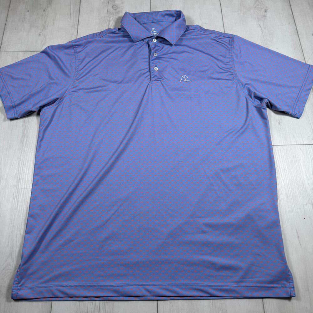 Rhoback Men’s XL Tail Wagger Performance Polo Blue Golf Short Sleeve Shirt